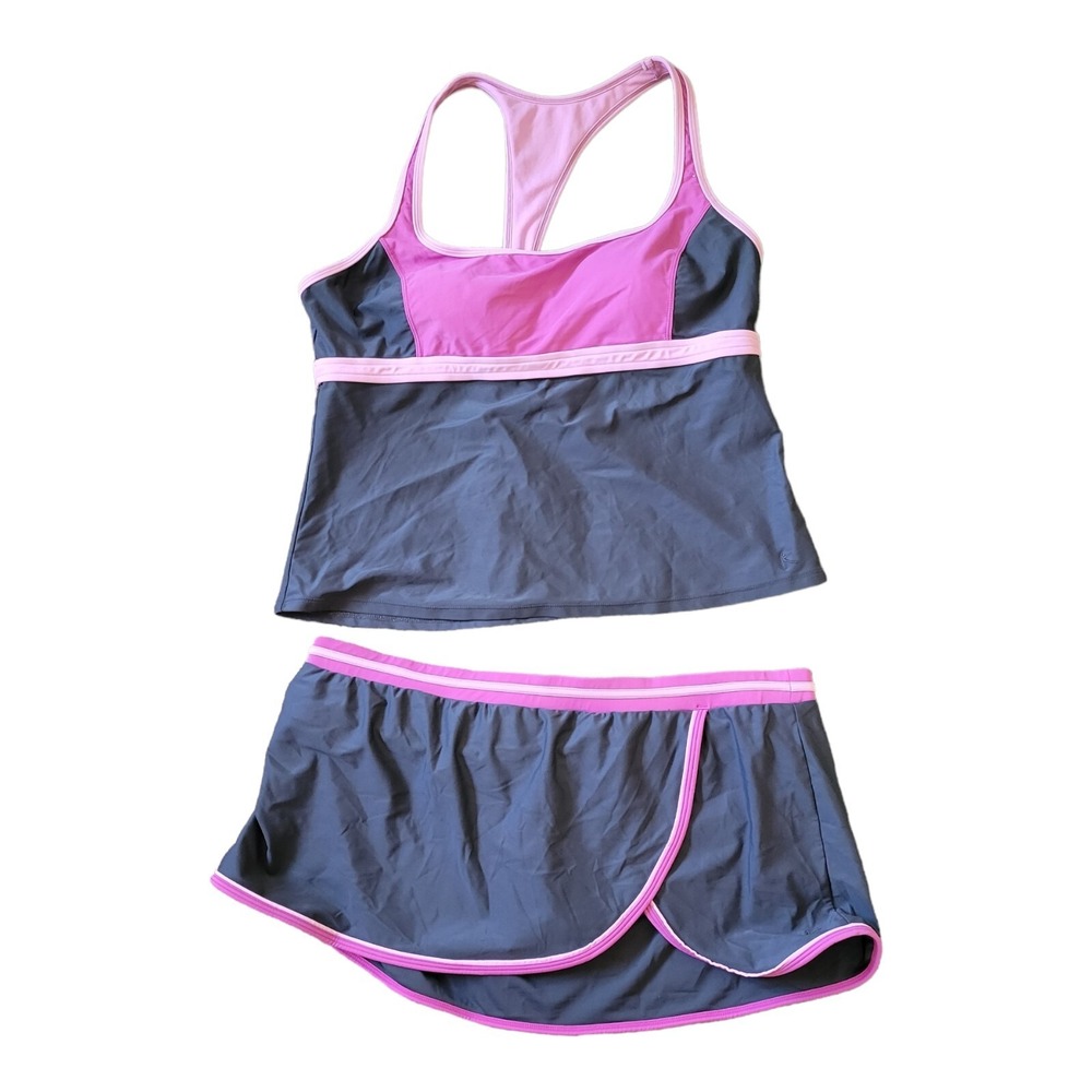 2 Piece Tankini Top w/Racer Back and Skirt Skort Bottom Women's size XL 16-18
